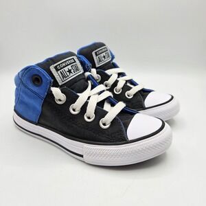 Converse All Star High Street Kids Size 12 Black Blue Mid Top Sneakers 671513F